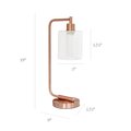 Lighting Business 18.75 in. Bronson Antique Style Industrial Iron Lantern Desk Lamp with Glass Shade, Rose Gold LI2519727